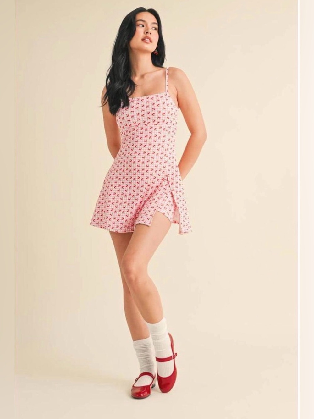 NWT Kimberly Cherry Pink Gingham Print Mini Skort Dress with Pockets🍒💕